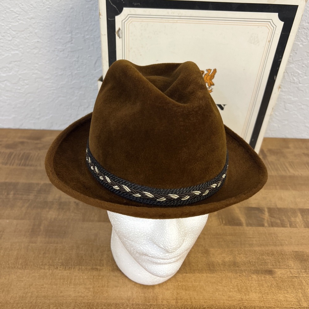 Vintage Stetson The Sovereign Brown Fedora Hat Size 6 7/8 W/ Box - Picture 8 of 16